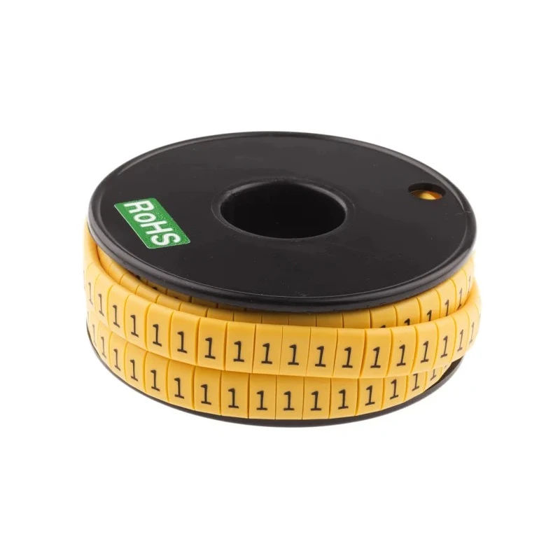 RS PRO Slide-On Cable Marker Black Pre-printed "1" for 3.5mm to 7mm Cable 812-1079