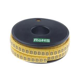 RS PRO Slide-On Cable Marker Black Pre-printed B for 3.5 mm to 7 mm Cable 812-1102