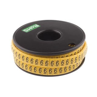RS PRO Slide-On Cable Marker Black Pre-printed Legend 6 for 3.5-7mm Cable 812-1098