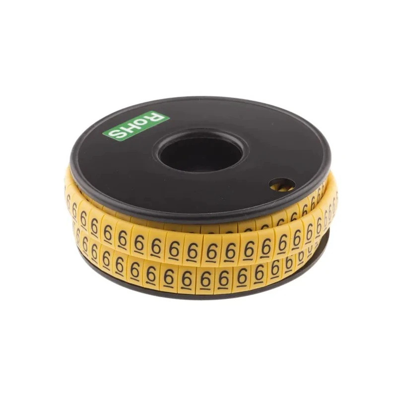 RS PRO Slide-On Cable Marker Black Pre-printed Legend 6 for 3.5-7mm Cable 812-1098