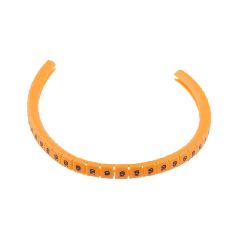 RS PRO Snap-On Pre-Printed Cable Marker for 3-3.4 mm Cable Diameter, Black Legend "9", Orange Polyamide 6 MB1 812-1275