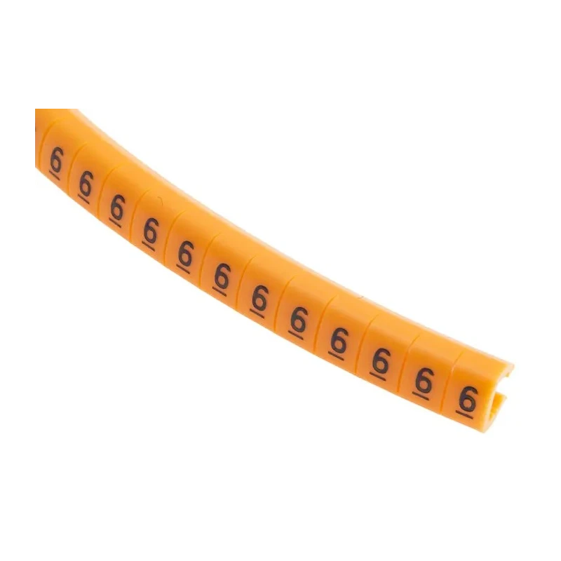 RS PRO Snap-On Cable Marker, Black, Pre-Printed Legend "6", Fits 4 mm to 5 mm Cable Diameter, Orange Marker Colour 812-1414