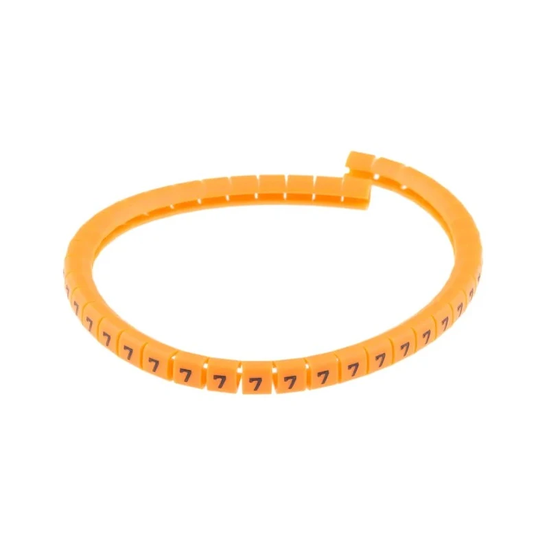 RS PRO Snap-On Pre-Printed Cable Marker Black Legend "7" Orange Polyamide 6 for 3-3.4 mm Cable 812-1278
