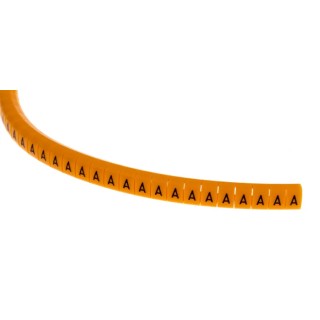 RS PRO Snap-On Pre-Printed Cable Marker Black Legend A for 4 mm to 5 mm Cable, Polyamide 6, Orange Marker MB-2 812-1423