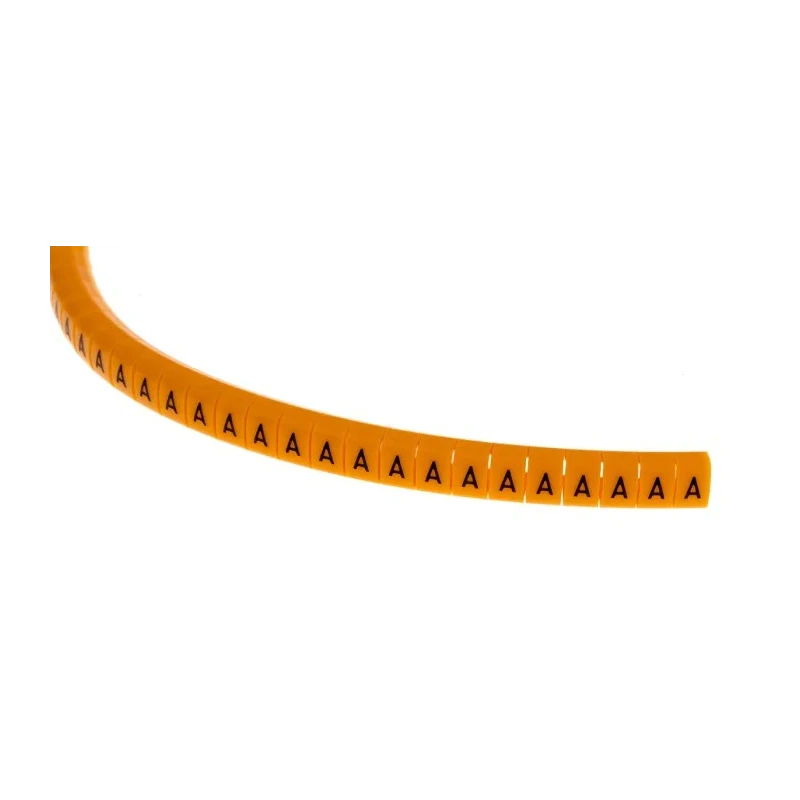 RS PRO Snap-On Pre-Printed Cable Marker Black Legend A for 4 mm to 5 mm Cable, Polyamide 6, Orange Marker MB-2 812-1423
