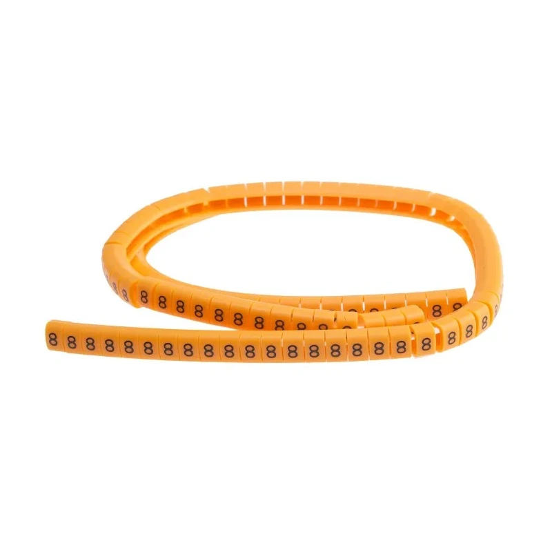 RS PRO Snap-On Cable Marker Black Pre-Printed Legend "8" for 4-5 mm Cable Orange MB-2 812-1411