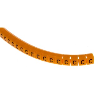 RS PRO Snap-On Pre-Printed Cable Marker with Legend "C", Orange Polyamide 6, Fits 4-5 mm Cable Diameter 812-1436