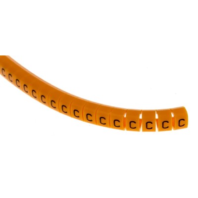 RS PRO Snap-On Pre-Printed Cable Marker with Legend "C", Orange Polyamide 6, Fits 4-5 mm Cable Diameter 812-1436