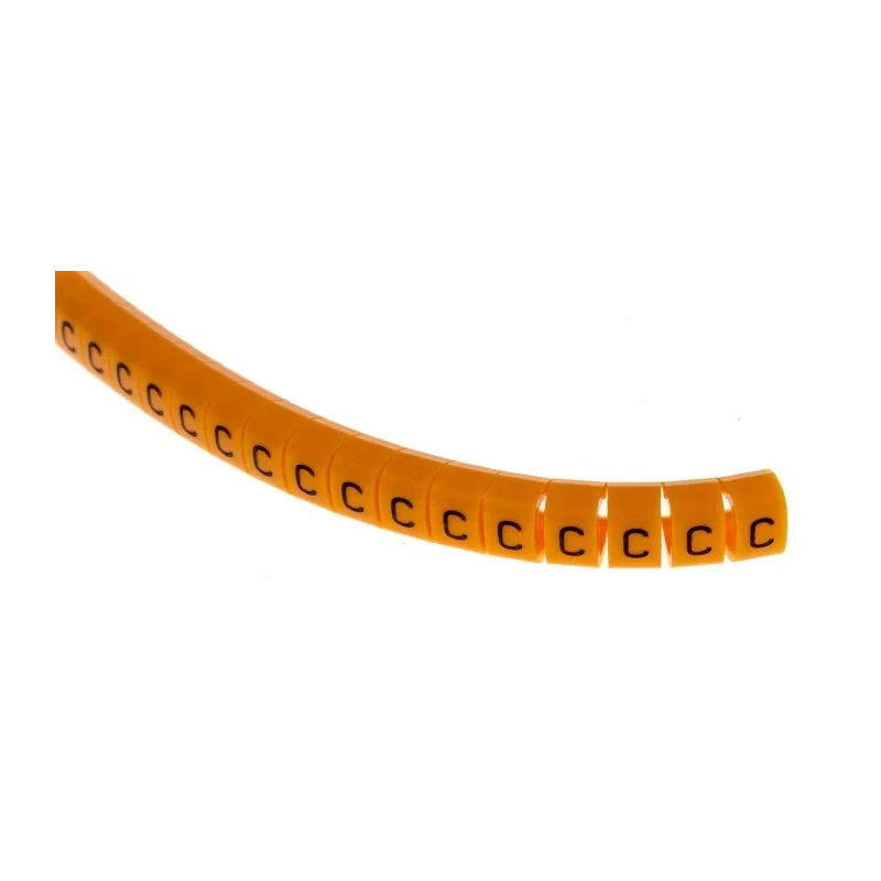 RS PRO Snap-On Pre-Printed Cable Marker with Legend "C", Orange Polyamide 6, Fits 4-5 mm Cable Diameter 812-1436