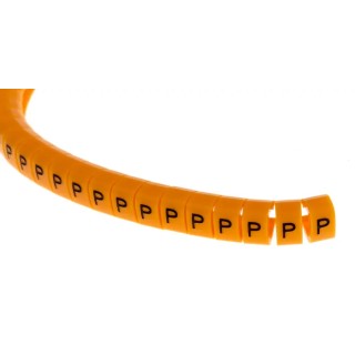 RS PRO Snap-On Pre-Printed Cable Marker Black Legend Orange Marker Polyamide 6 Material 4 mm Length 812-1473