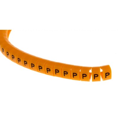 RS PRO Snap-On Pre-Printed Cable Marker Black Legend Orange Marker Polyamide 6 Material 4 mm Length 812-1473