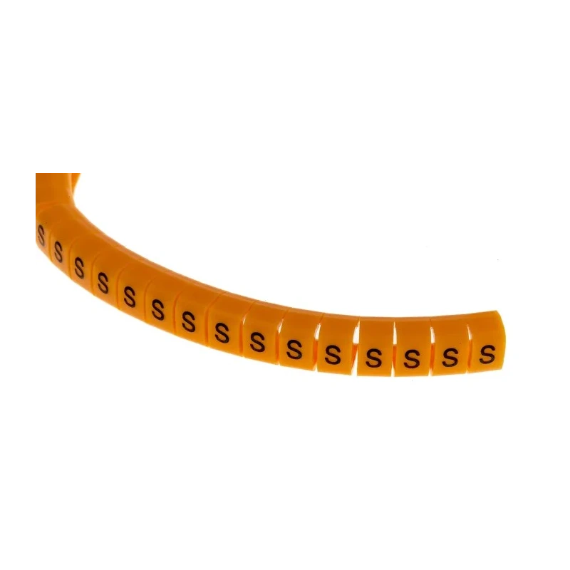 RS PRO Snap-On Cable Marker, Black, Pre-printed "S", Polyamide 6, 4 mm Length, 4-5 mm Cable Diameter 812-1489