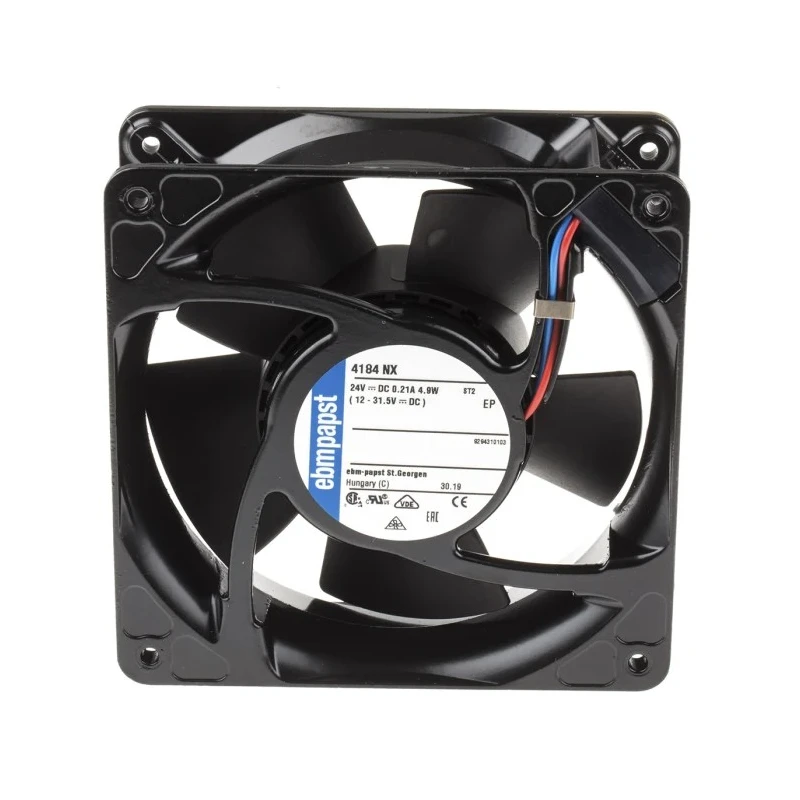 ebm-papst 4100 N Series Axial Fan, 24V dc, 4.9 W, 180 m³/h, IP68, 119 mm x 38 mm x 38 mm 