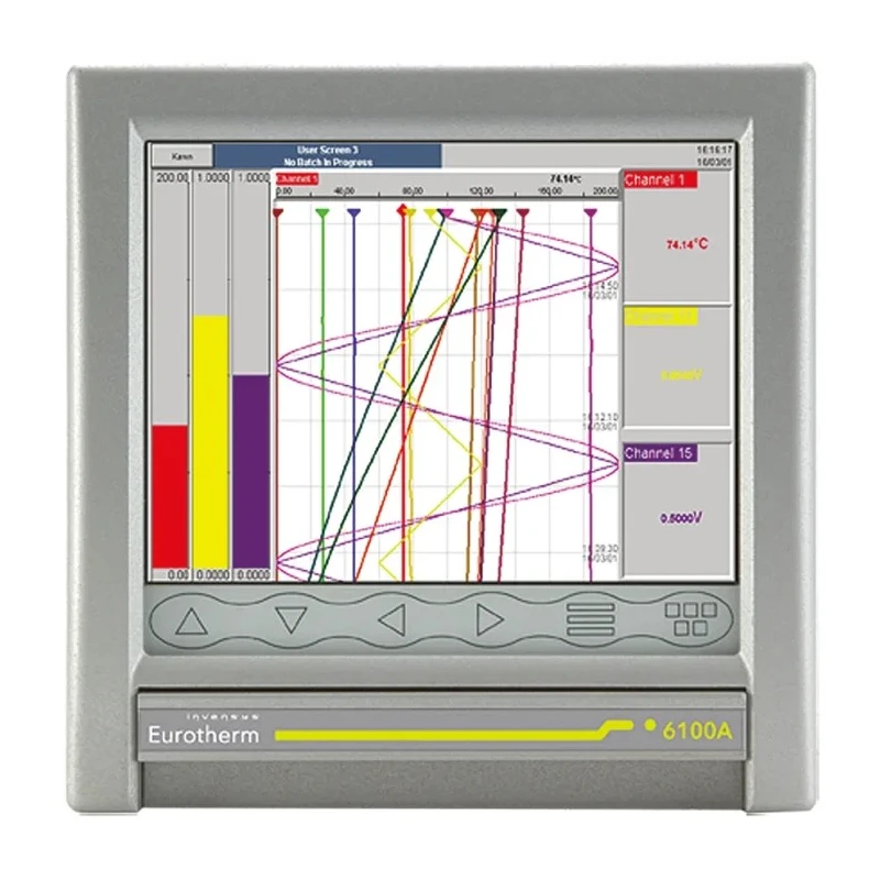 Eurotherm 3-Channel Paperless Chart Recorder Thermocouple 6100A/U12/PANEL/NOLCK/06GROUP/BATCH