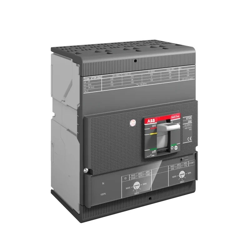 ABB Molded Case Circuit Breaker 4-Pole 200A Thermal Magnetic 65kA Breaking Capacity 690V AC Fixed Mount XT4N
