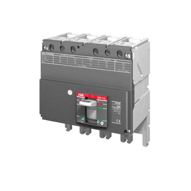 ABB Molded Case Circuit Breaker 4-Pole 250A, Breaking Capacity 65 kA, Fixed Mount XT4N