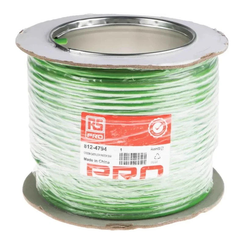 RS PRO Cat5 Ethernet Cable 50 m Green U/UTP PVC 300V CH-Cat5