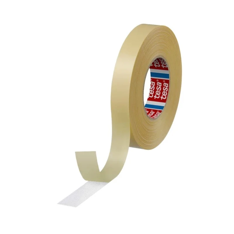 Tesa Double Sided Cloth Tape 25mm x 50m, Synthetic Rubber Adhesive, 5.5N/cm Adhesion, 38N/cm Tensile 04939-00010-00
