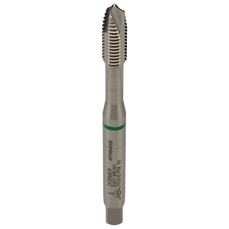 Dormer Machine Tap, M8 Thread Size, Spiral Point, Metric Standard, Right Hand Thread, 90mm Length, HSS Material E471M8