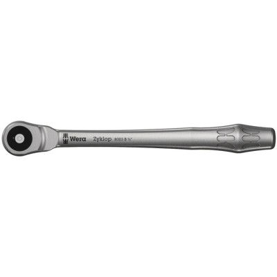 Wera Zyklop 3/8 in Ratchet with Ratchet Handle, Chrome Molybdenum Steel, 222mm Overall 05004033001