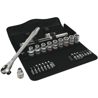 Wera 28-Piece 1/2 in Zyklop Socket Set Chrome Molybdenum Steel Drive Size 1/2 in 05004077001