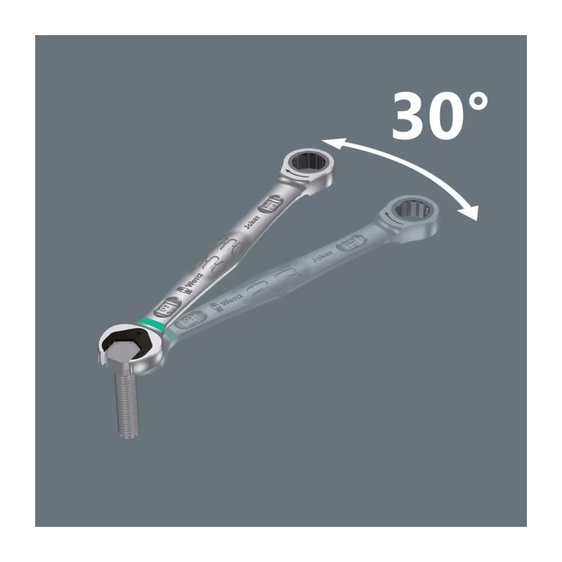 Wera 6-Piece Combination Ratchet Spanner Set Chrome Molybdenum Steel Chrome Finish 05020022001
