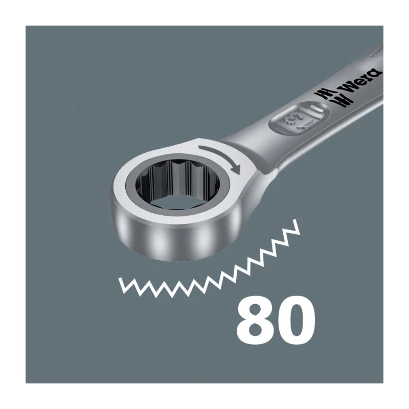 Wera 6-Piece Combination Ratchet Spanner Set Chrome Molybdenum Steel Chrome Finish 05020022001