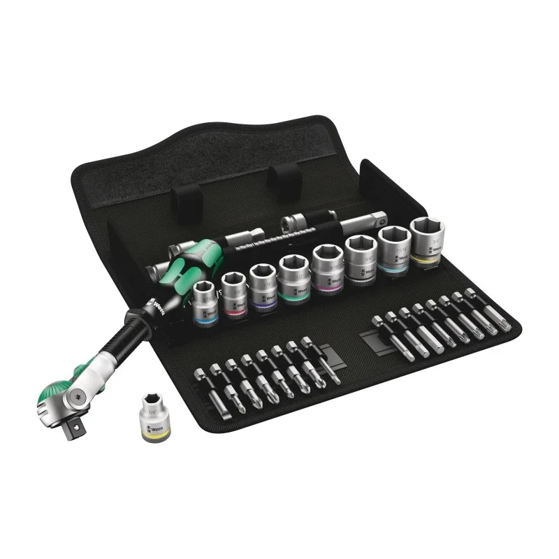 Wera 29-Piece 3/8 in Zyklop Socket Set Chrome Molybdenum Steel 05004049001