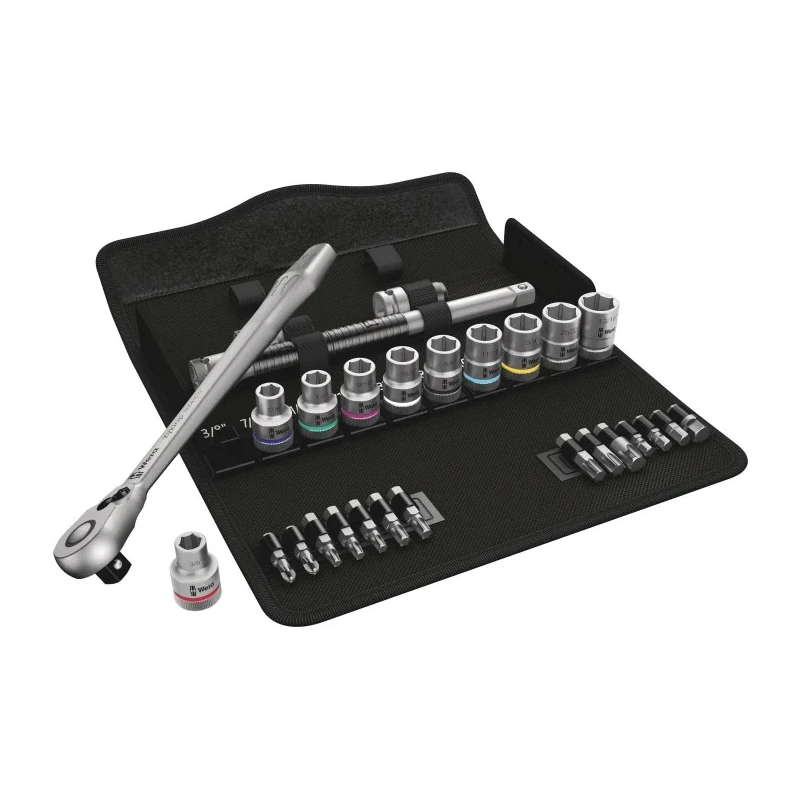 Wera 28-Piece 1/2 in Zyklop Socket Set Chrome Molybdenum Steel Chrome Finish 05024174001