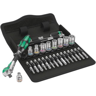 Wera 28-Piece 1/4 in Zyklop Socket Set Chrome Molybdenum Steel Czech Republic 05004019001