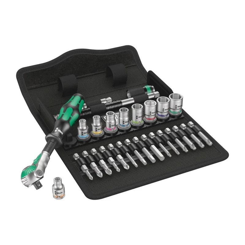 Wera 28-Piece 1/4 in Zyklop Socket Set Chrome Molybdenum Steel Czech Republic 05004019001