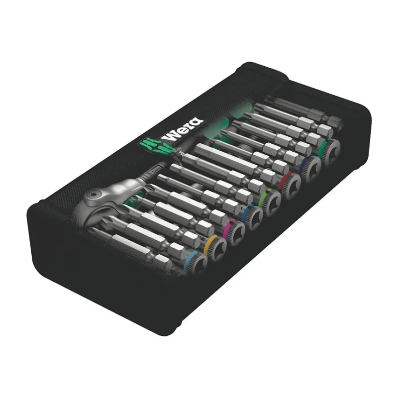 Wera 28-Piece 1/4 in Zyklop Socket Set Chrome Molybdenum Steel Czech Republic 05004019001