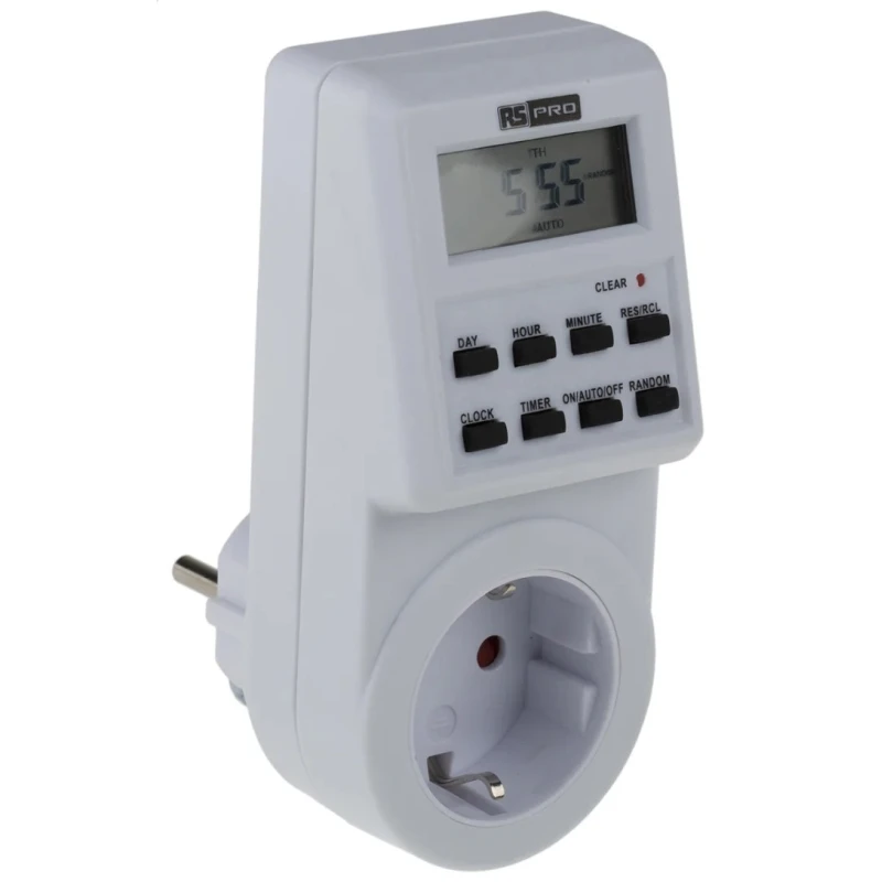 RS PRO Digital Plug In Timer 20 Programs 230V 50Hz Type F German Schuko Socket 178-5371