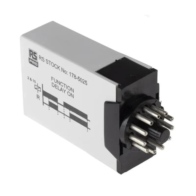 RS PRO Timer Relay, 11-Contact, 12 to 250 V DC / 12V AC / 240V AC, 0.1 s to 10 Days, 1-Function, DPDT Switch 178-5025