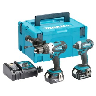 Makita 18V Cordless Power Tool Kit, Combi Drill and Impact Driver, 4Ah Battery Capacity, Type G British 3-Pin DLX2145TJ