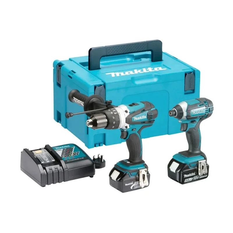 Makita 18V Cordless Power Tool Kit, Combi Drill and Impact Driver, 4Ah Battery Capacity, Type G British 3-Pin DLX2145TJ