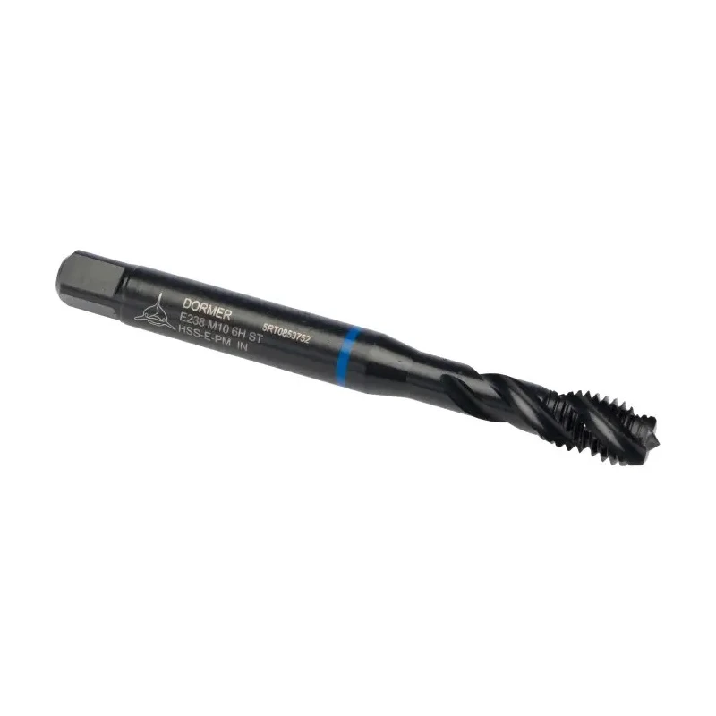 Dormer Machine Threading Tap M10 Thread Metric Standard Spiral Flute HSS 100mm Overall Length E238M10