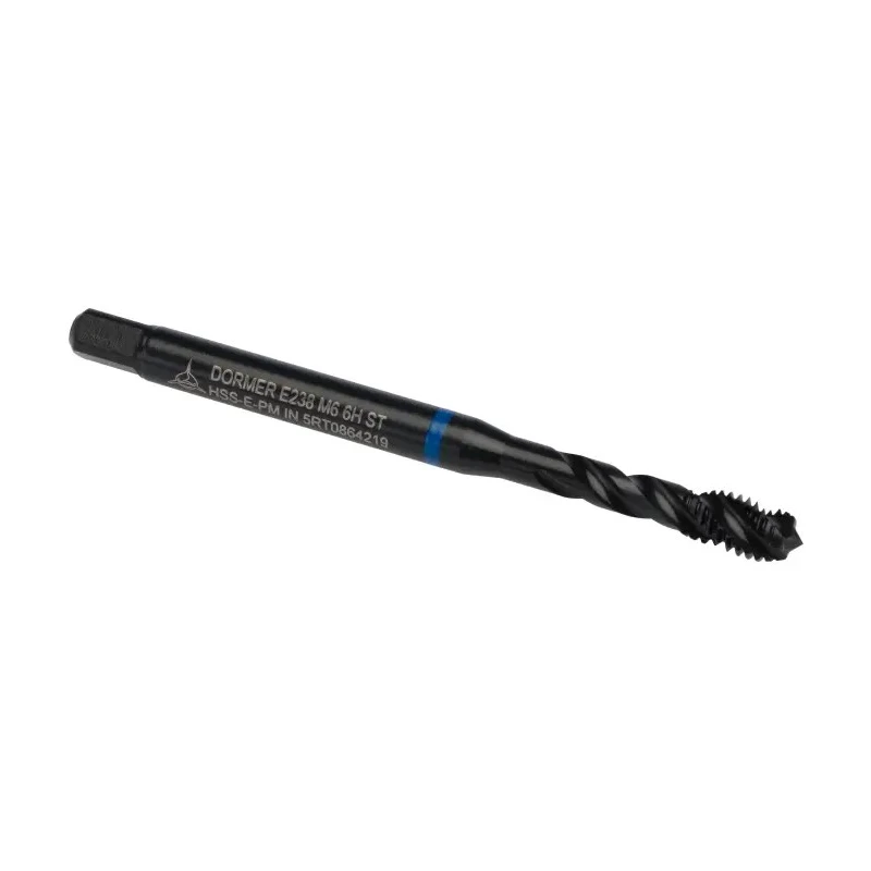Dormer Machine Threading Tap M6 Thread Metric Standard Right Hand Spiral Flute HSS 80mm Overall Length E238M6