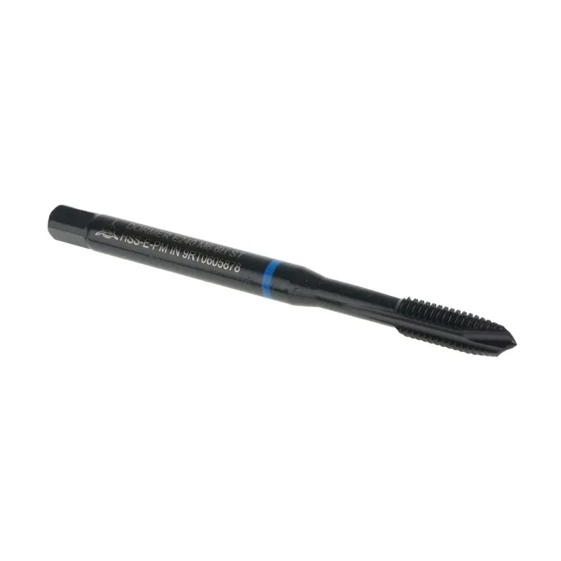 Dormer Threading Tap, M6 Thread, Metric Standard, Machine Tap, Spiral Point, HSS-E-PM, 80mm Overall Length E240M6