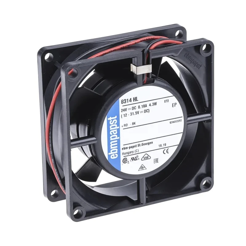 ebm-papst 8300 Series Axial Fan 24V DC 4.3W 67 m³/h IP68 80mm Frame Size 