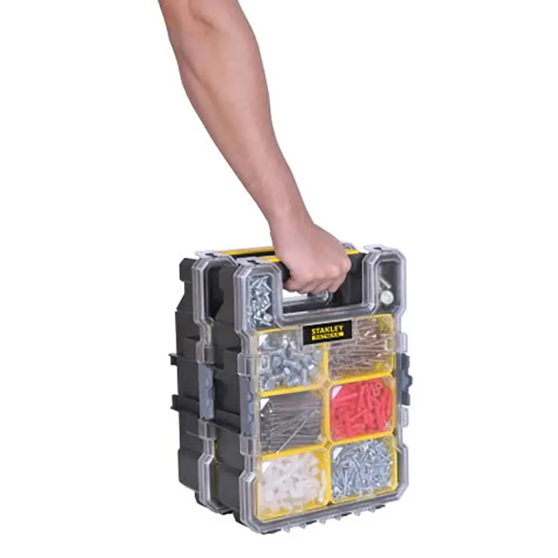 Stanley Adjustable Compartments 6 Cell Black, Yellow Polycarbonate Compartment Box 356mm x 115mm x 109mm FMST1-72378