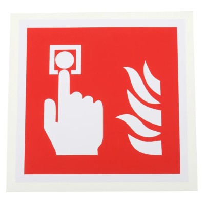 RS PRO Vinyl Fire Safety Sign Fire Alarm Call Point Label Self-Adhesive 100mm x 100mm 813-4518
