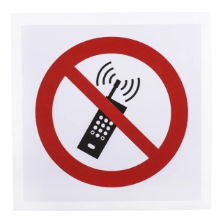 RS PRO Vinyl No Activated Mobile Phone Prohibition Sign 100mm x 100mm ISO 7010 813-4508