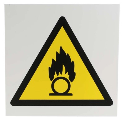 RS PRO Oxidising Hazard Warning Sign, Plastic, 200mm x 200mm, ISO 7010, 813-4568