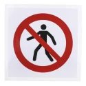 RS PRO Vinyl No Thoroughfare Prohibition Sign ISO 7010 Standard, 100mm x 100mm, Self-Adhesive, Red Black White 813-4505