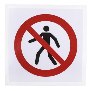 RS PRO Vinyl No Thoroughfare Prohibition Sign ISO 7010 Standard, 100mm x 100mm, Self-Adhesive, Red Black White 813-4505