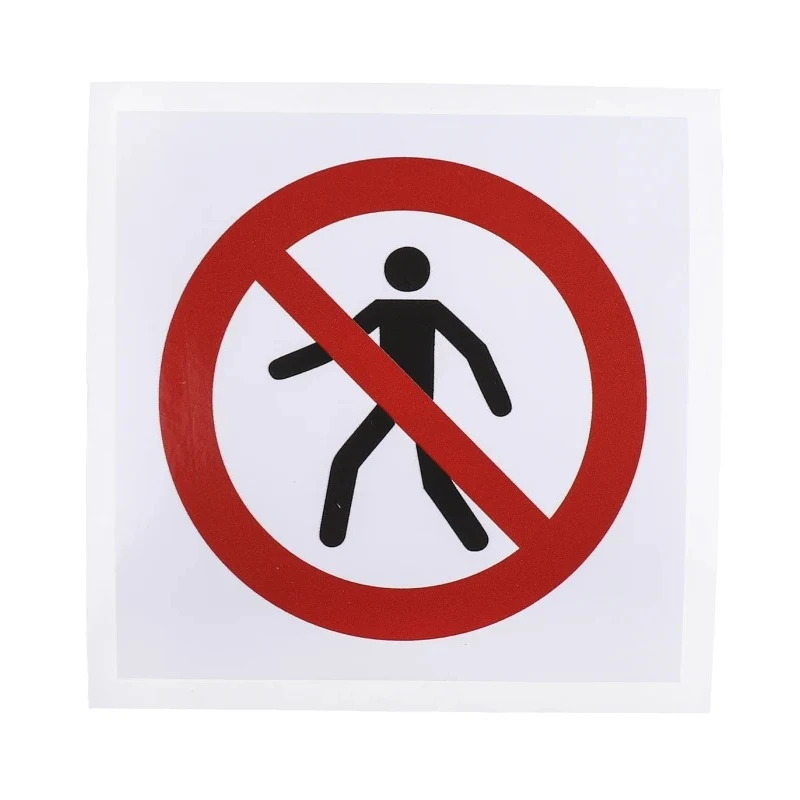 RS PRO Vinyl No Thoroughfare Prohibition Sign ISO 7010 Standard, 100mm x 100mm, Self-Adhesive, Red Black White 813-4505