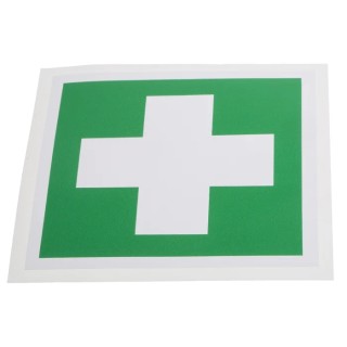 RS PRO Vinyl Green White First Aid Sign Label Symbol 100mm x 100mm 813-4527