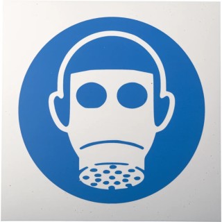 RS PRO Plastic Mandatory Respiratory Protection Sign 200mm x 200mm ISO 7010 813-4599