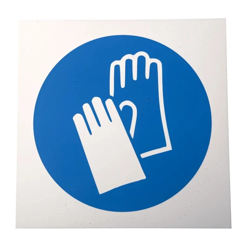 RS PRO Plastic Mandatory Sign Protective Gloves Sign 200mm x 200mm ISO 7010 813-4596